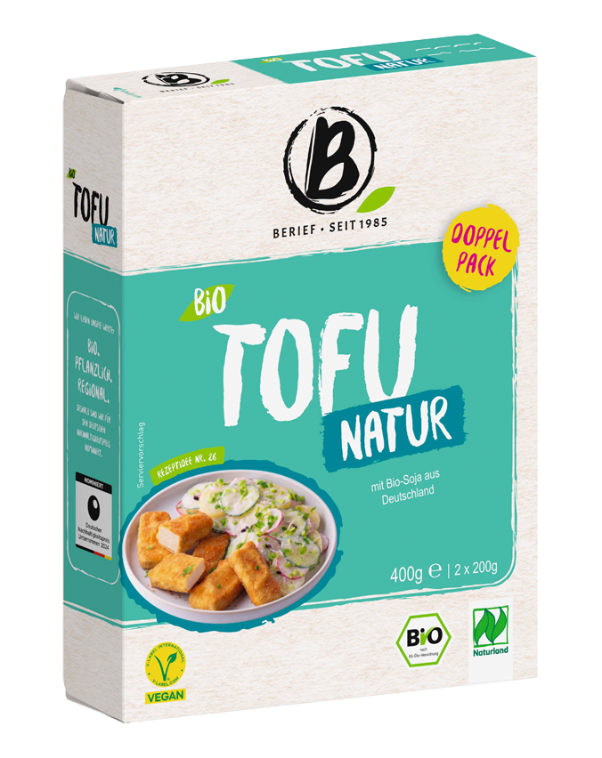 Berief Bio Tofu Natur Berief Packung mit Aufschrift Tofu Natur